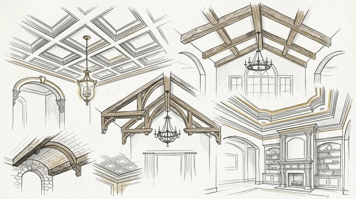 ideas for custom ceiling treatments in living rooms